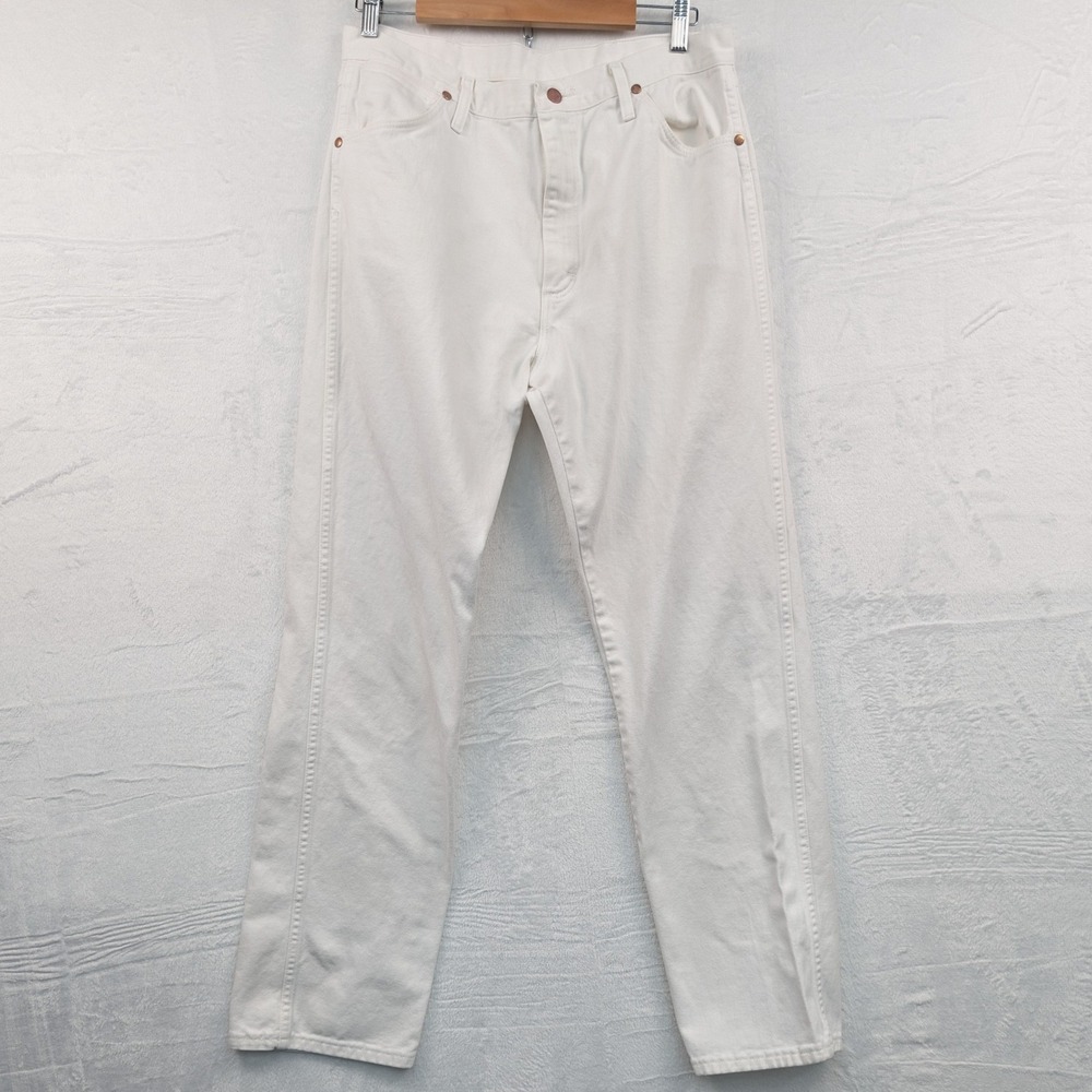 VTG Wrangler Jeans Men's 34x33 White Cowboy Cut High Rise Straight Western Y2K